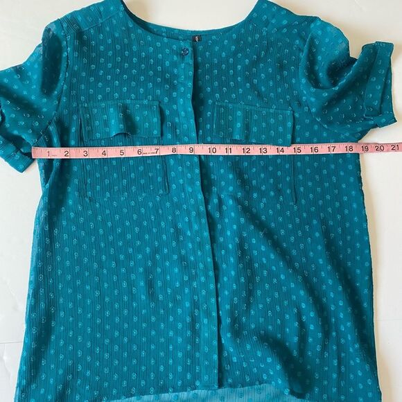 1118 by Walter Baker Sheer Teal Button-Front Blouse – XS - Picture 7 of 9